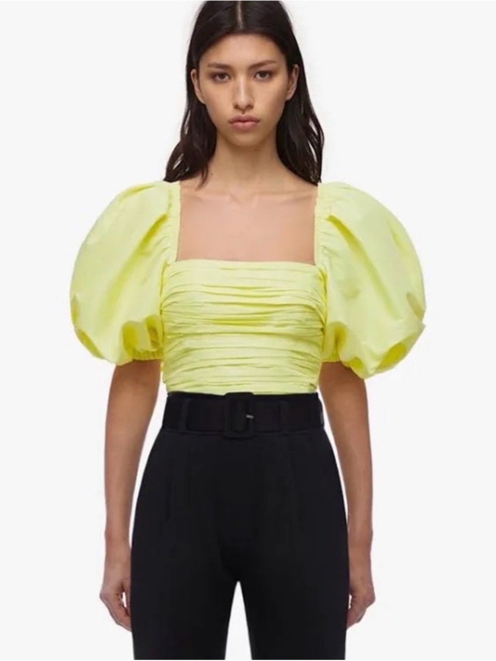 Self portrait TAFFETA
OVERSIZED SLEEVE TOP IN LIGHT GREEN